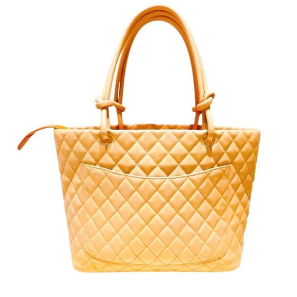 Authentic CHANEL CC Cambon Calfskin Quilted Large Shopping Tote Shoulder Bag - Picture 4 of 14